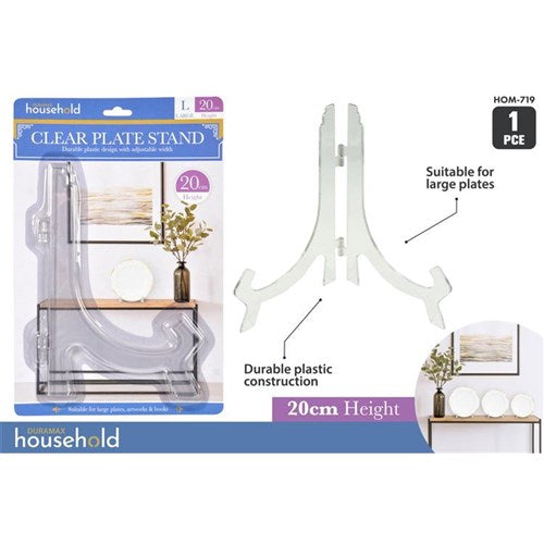 Large clear plastic plate stand