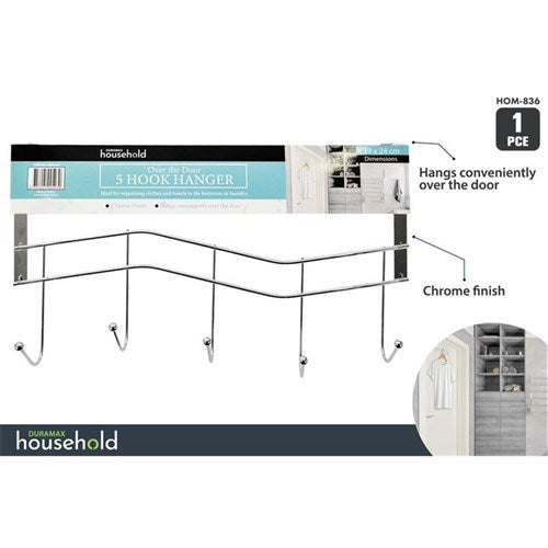 5 hook over the door storage rack