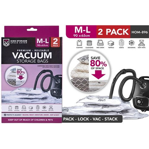Vacuum storage bags 90x65cm two pack
