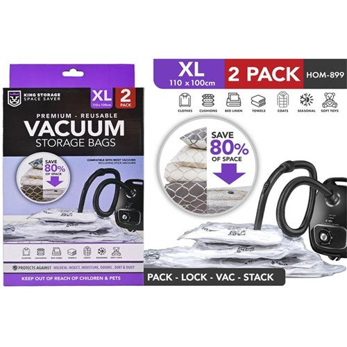Extra large vacuum storage bags 110x100cm two pack