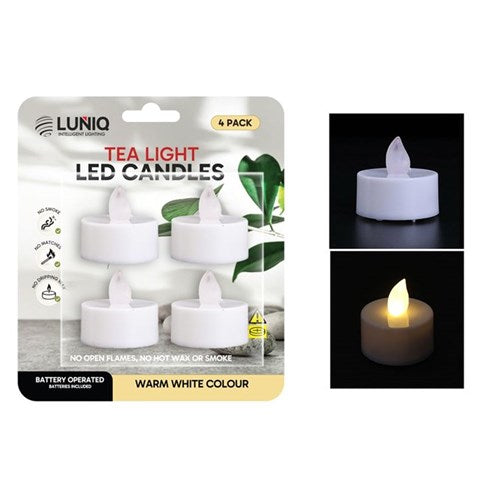 warm white LED tealight candles pack of 4