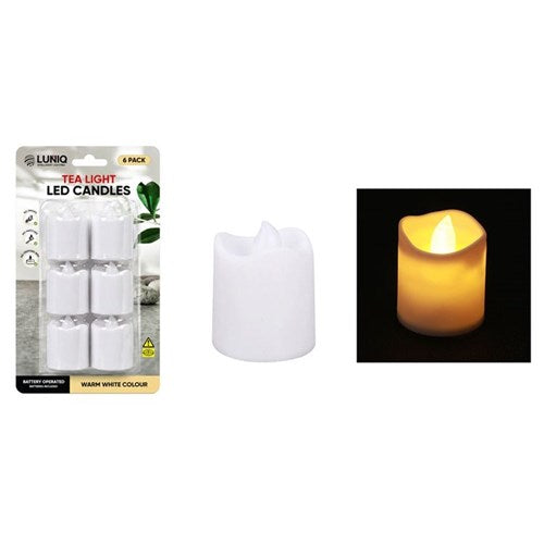 4.8cm warm white LED votive candles pack of 6