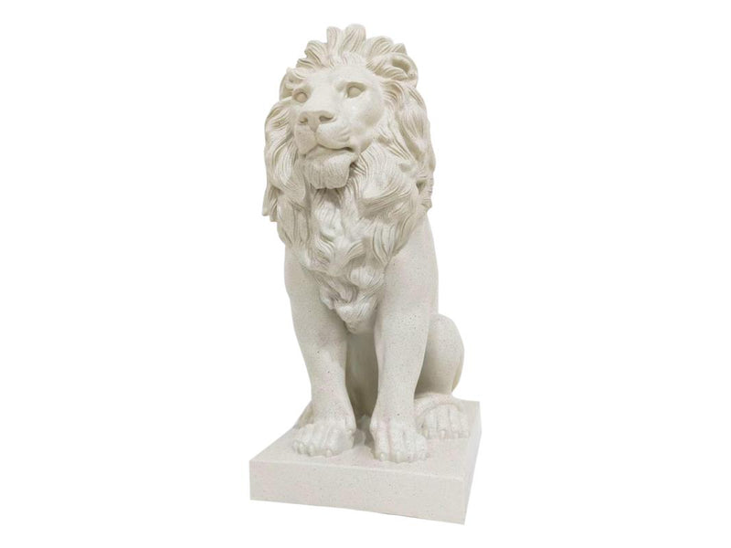 Cream lion statue on base