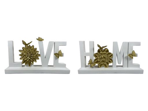White and gold word plaque Home or Love