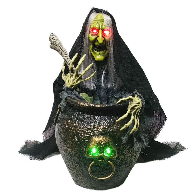 47 cm animated witch stirring LED cauldron, battery powered
