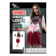 Women’s zombie cheerleader costume with shirt and skirt – thumbnail