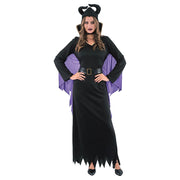 WOMAN EVIL FAIRY COSTUME-INCLUDING DRESS W/CAPE, HAT, BELT, COLLAR, 2A SIZES MED & LRG – thumbnail