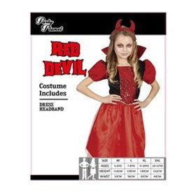 Girl’s red devil costume with dress and horn headband
