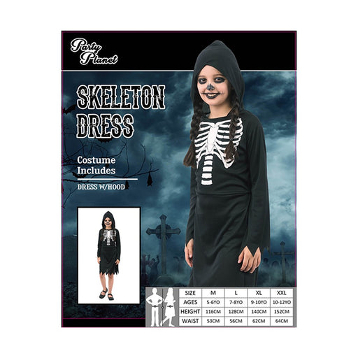 Girl skeleton print hooded dress costume