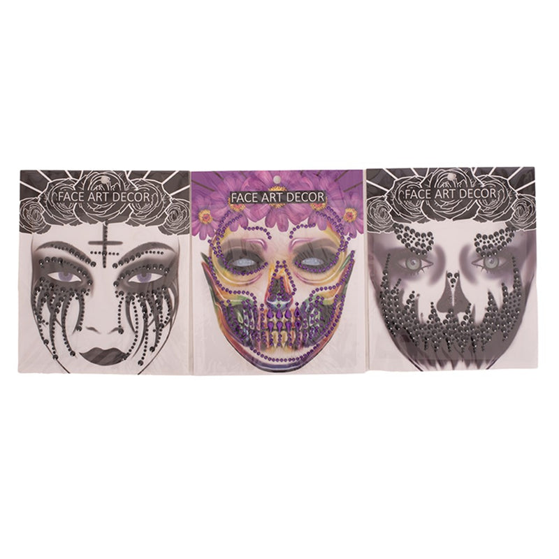 Adhesive face jewels for Halloween assorted