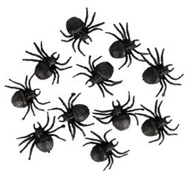 Pack of 12 realistic rubber spiders, 3.5 cm each