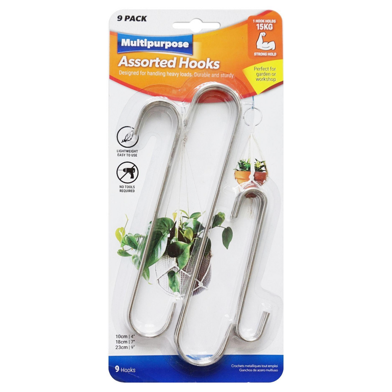 Long S-shaped hooks nine piece set