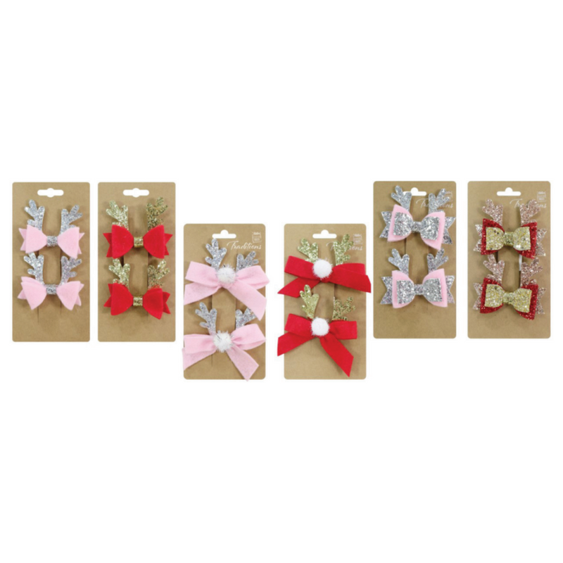 Ronis Hair Clip Glitter Antlers 2pk Assorted
