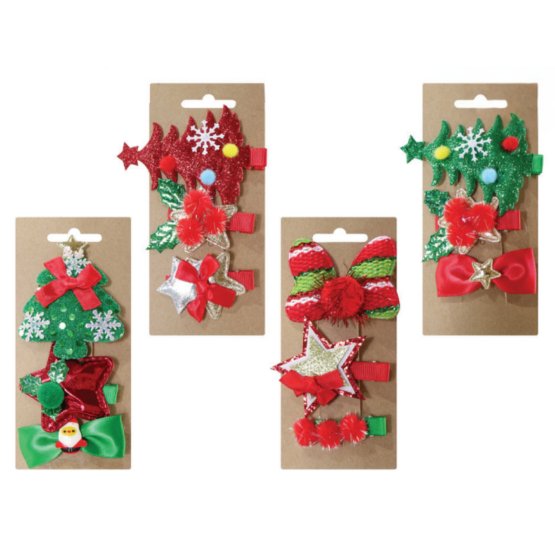 Ronis Hairclip Christmas Novelty 3pk 4 Asstd