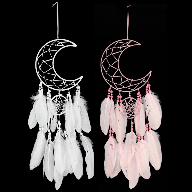 Ronis Half Moon Dream Catcher 20cm White Pink Assorted