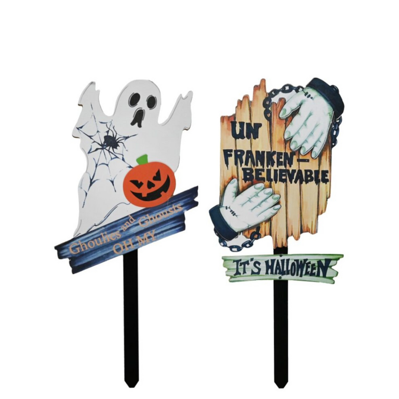 Ronis Halloween Sign Stake 70Cm 3 Asstd