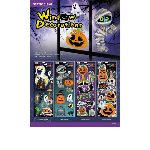 Ronis Halloween Window Static Cling 4 Asstd