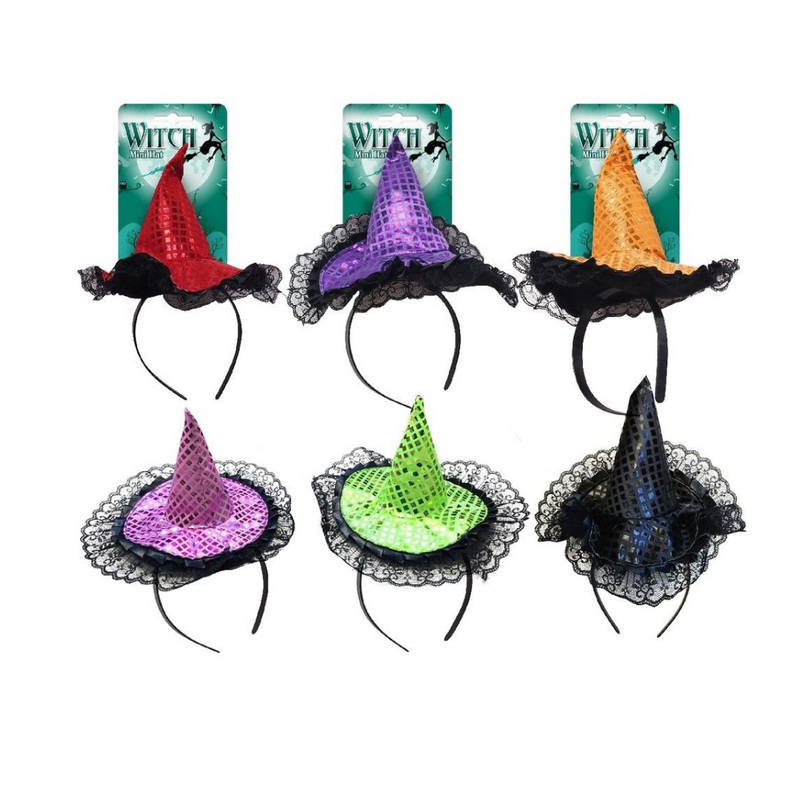 Sequin Witch Hat Headband Asstd
