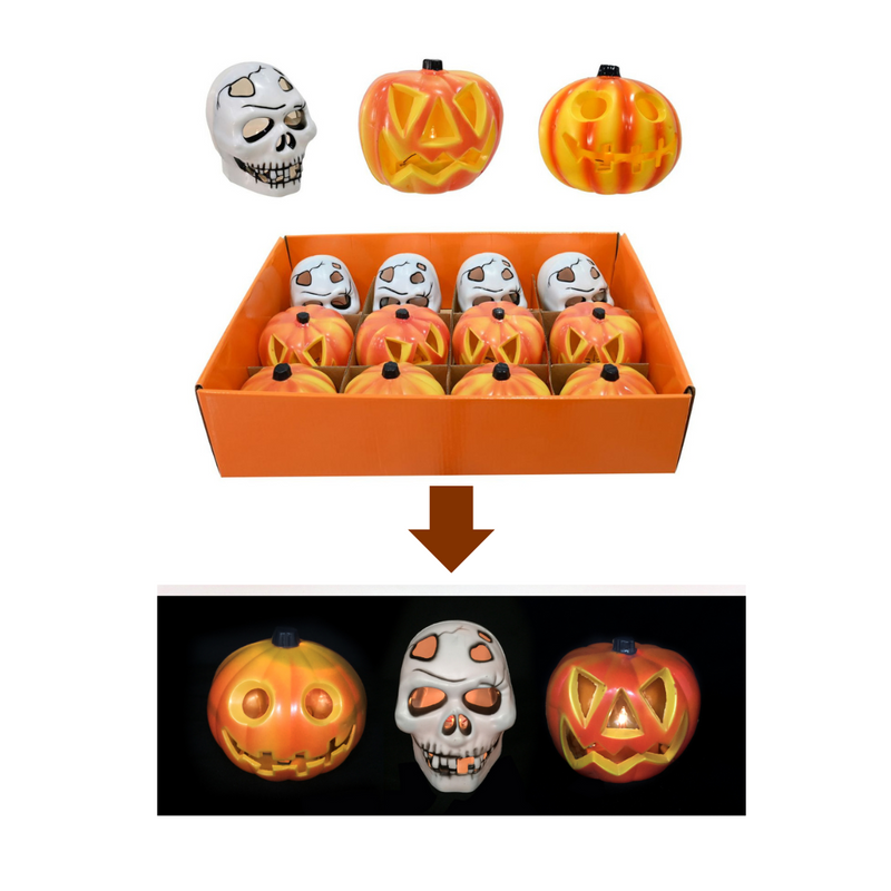LED Flashing Skull and Pumpkin Lights Battery Operated Assorted