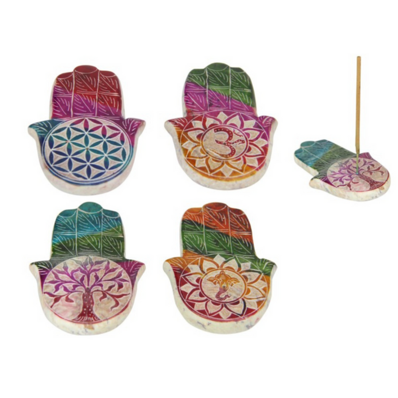 Ronis Hamsa Hand Soapstone Ash Catcher 9cm Assorted