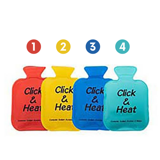 Ronis Hand & Body Warmer Reusable Bottle Shaped 7.5x12cm Red, Aqua, Yellow & Blue 4 Asstd