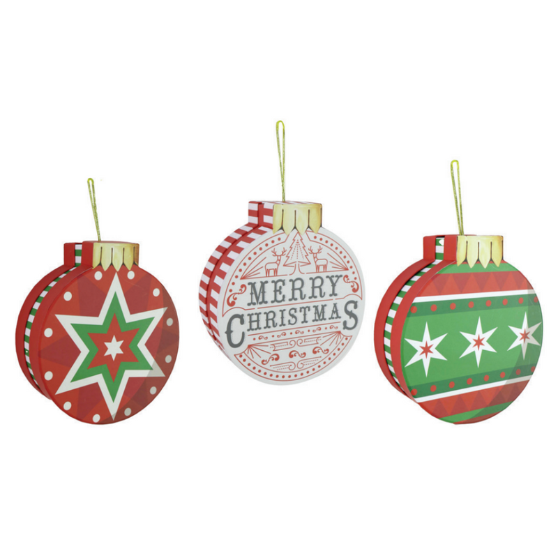 Ronis Hanging Bauble Gift Box 12cm 3 Asstd