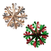 40cm Assorted Hanging Foil Snowflake Decorations in shiny festive colors, ideal for Christmas parties and winter-themed decorations.