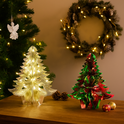 30cm Assorted Hanging Foil Tree Decorations in shiny festive colors, perfect for Christmas party and home décor.