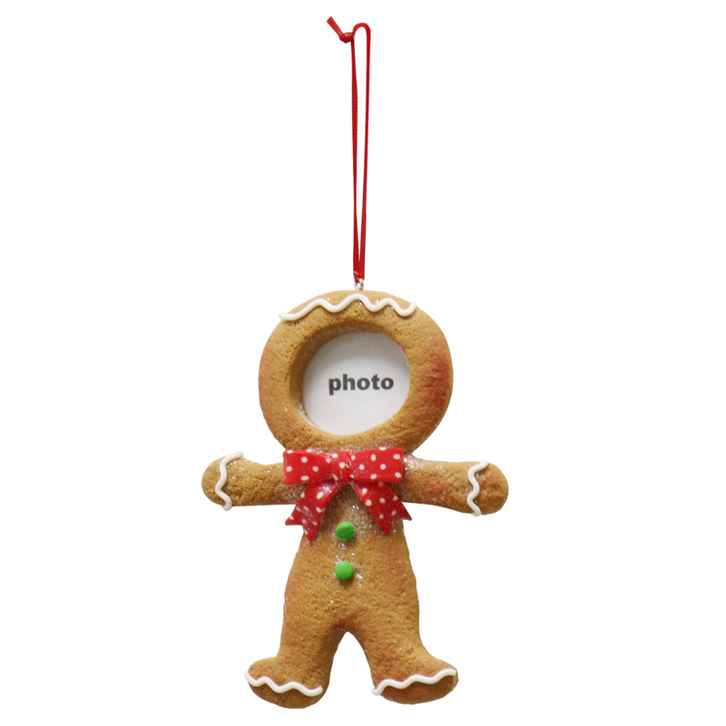 Hanging Gingerbread Photo Deco 13cm Assorted – festive gingerbread-themed hanging photo frame decorations
