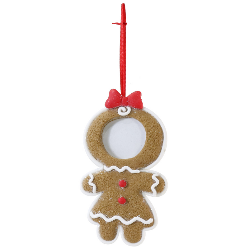 Hanging Gingerbread Photo Deco 13cm Assorted – festive gingerbread-themed hanging photo frame decorations