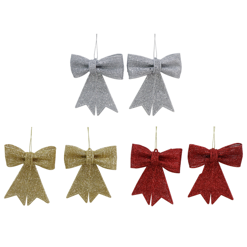 Ronis Hanging Glitter Mesh Bow 2pk Assorted