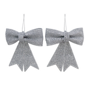 Ronis Hanging Glitter Mesh Bow 2pk Assorted
