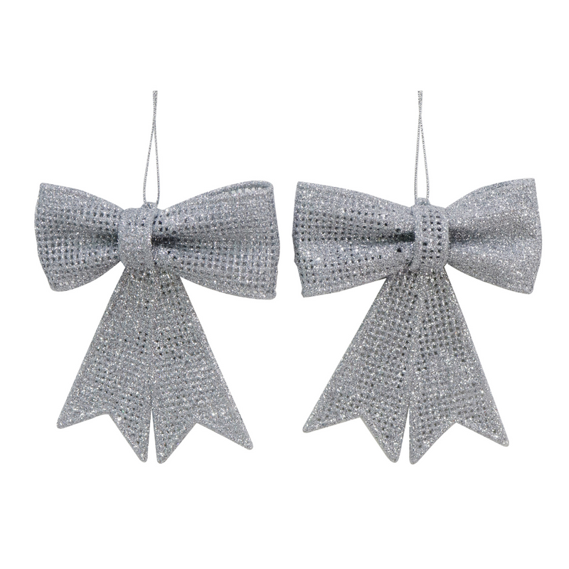 Ronis Hanging Glitter Mesh Bow 2pk Assorted