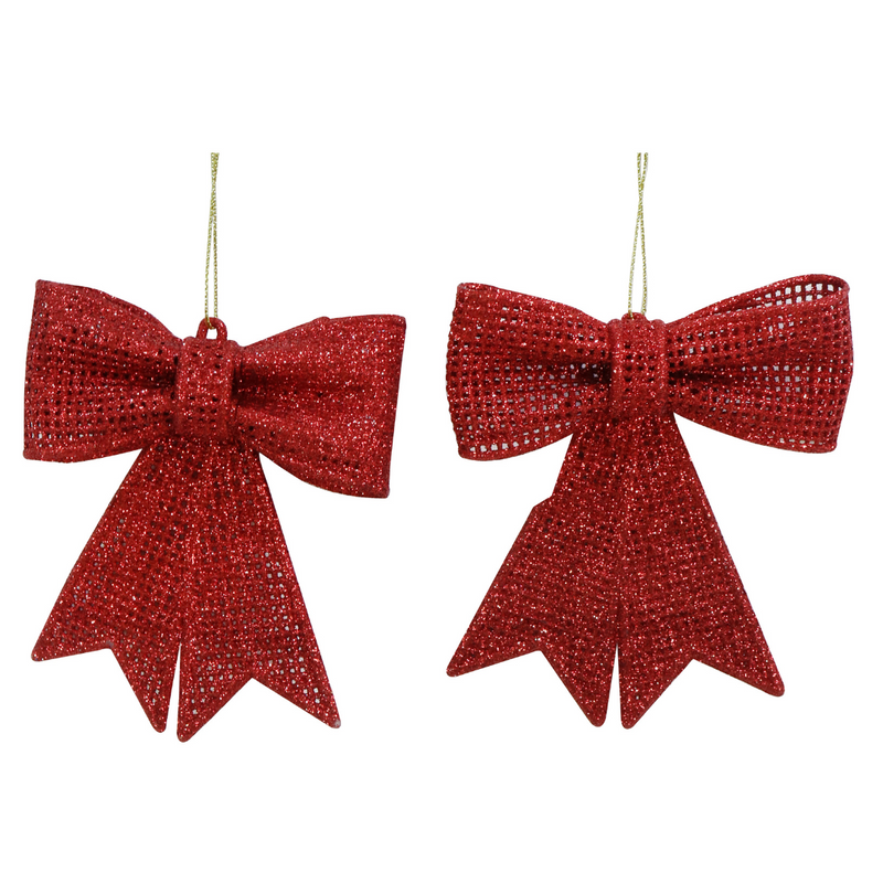 Ronis Hanging Glitter Mesh Bow 2pk Assorted