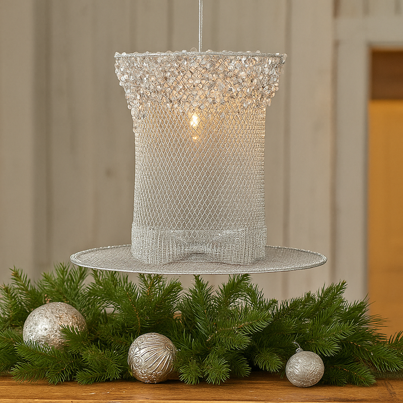 35x35x30cm silver hanging hat Christmas decoration