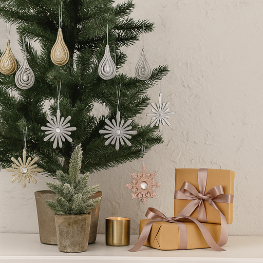 Assorted hanging jewelled Christmas decorations 2 pack