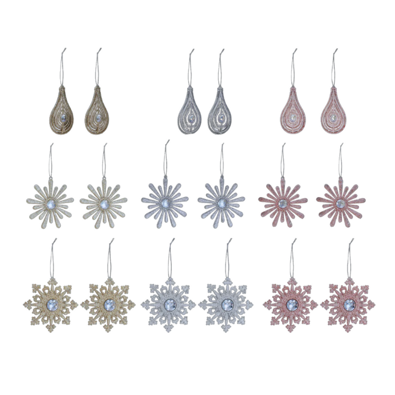 Assorted hanging jewelled Christmas decorations 2 pack