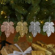 Sparkling hanging jewelled glitter leaf holiday décor assorted