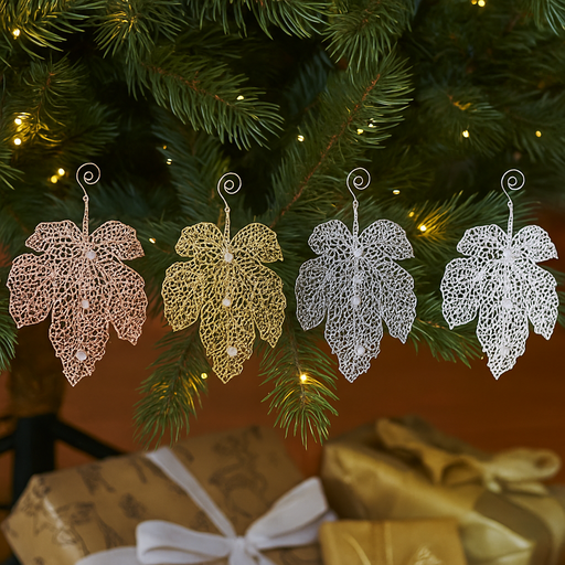 Sparkling hanging jewelled glitter leaf holiday décor assorted