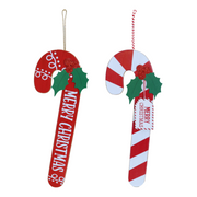 Two Christmas candy cane ornaments with 'Merry Christmas' text on a white background. – thumbnail