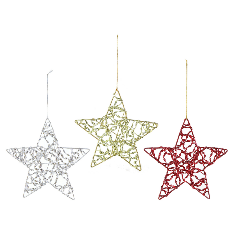 Hanging Metallic Star Assorted – festive metallic star ornaments for Christmas trees and holiday décor