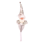 Silver hanging Santa ornament with tassel, 30cm festive Christmas decoration