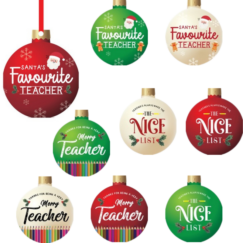 Ronis Hanging Sign Christmas Decoration Wooden Teachers Designs 8x9.3cm Assorted