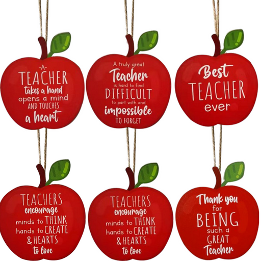 Ronis Hanging Sign Wooden Apple Designs 12x12x0.6cm Assorted