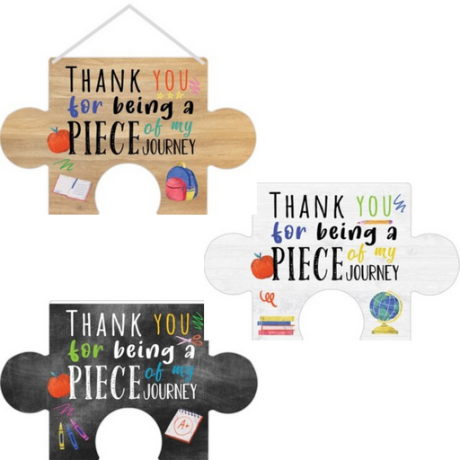 Ronis Hanging Sign Wooden Puzzle Piece Designs 10.5x14.5cm Assorted