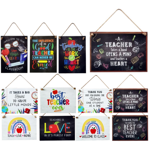 Ronis Hanging Signs Wooden Teacher Designs 15x21x0.6cm Assorted