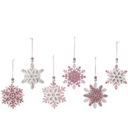 Ronis Hanging Snowflake Pink 9cm Assorted