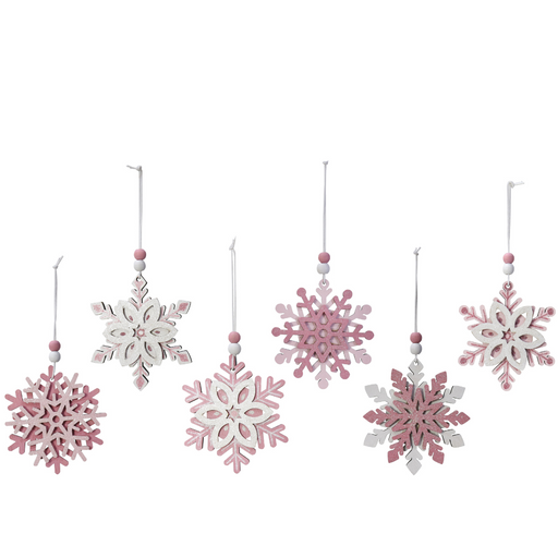 Ronis Hanging Snowflake Pink 9cm Assorted