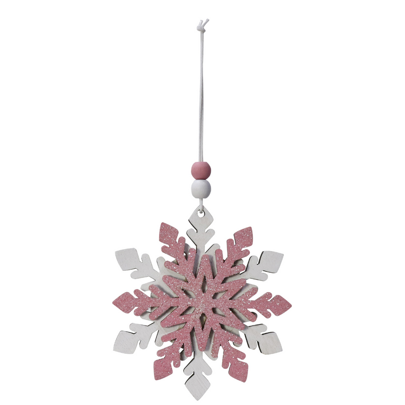 Ronis Hanging Snowflake Pink 9cm Assorted
