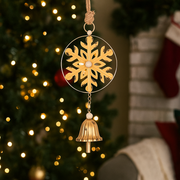 42cm gold metal hanging snowflake and bell Christmas ornament for festive décor